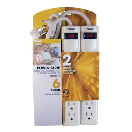 Prime Power Strip, Grounded, Right Angled, SJT, 3 ft., Gray/White PB8100X2